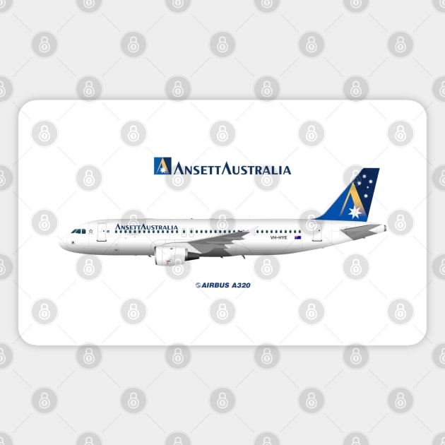 Illustration of Ansett Australia Airbus A320 Magnet by SteveHClark